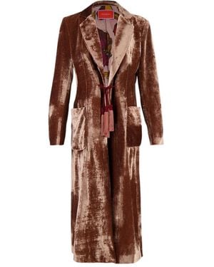 La DoubleJ Tassel-Detail Velvet Coat - Brown