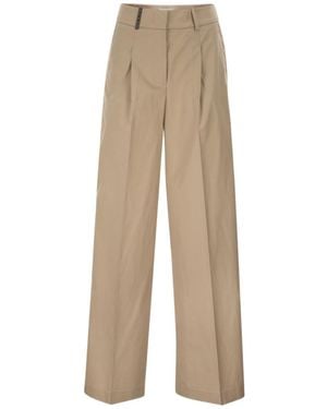 Peserico Pleated Zip-Detail Casual Pants - Natural