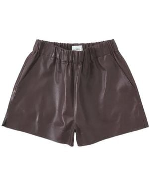 Closed Elasticated-Waist Leather Shorts - Brown