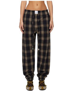 The Attico Plaid Casual Pants - Black