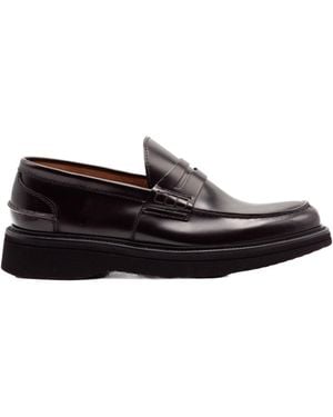 Green George Penny Leather Loafers - Black
