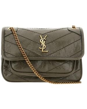Saint Laurent Mini Niki Leather Shoulder Bag - Green