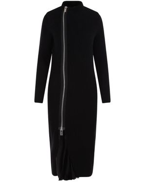 Sacai Layered Pleated Zip-Up Midi Dress - Black