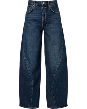 Agolde Mid-Rise Wide-Leg Denim Trousers - Blue