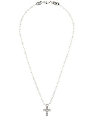 Emanuele Bicocchi Beaded Notre Dame Cross Necklace - White