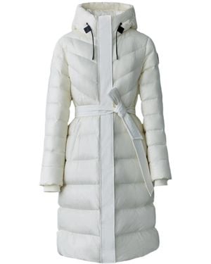 Mackage Coralia Down Coat With Hood And Sash Belt - Grey