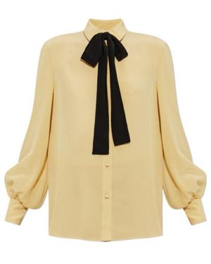 Valentino Scarf Detailed Button-Up Shirt - Natural