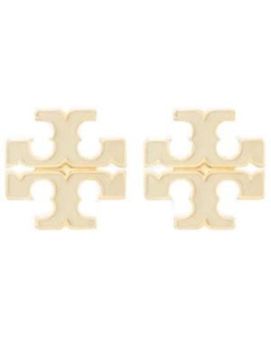 Tory Burch Enamel Earrings - White