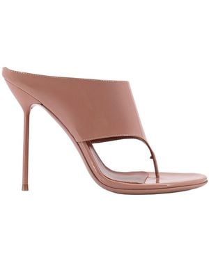 Paris Texas Thong Mule Heeled Sandals - Brown