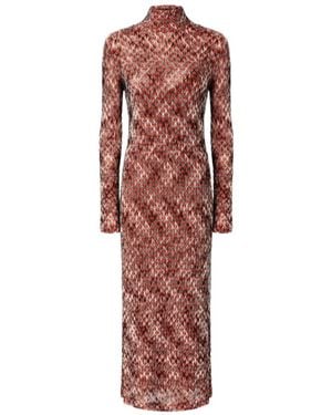 Missoni Long-Sleeve Patterned Midi Dress - Red