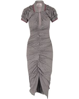 Vivienne Westwood Pulling Ruched Asymmetric Midi Dress - Grey