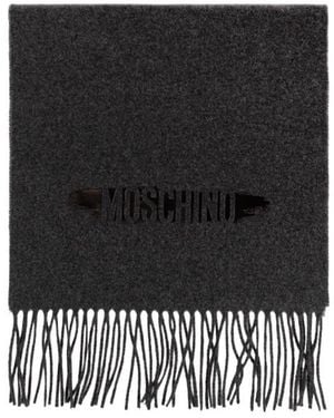 Moschino Fringed Logo Scarf - Black