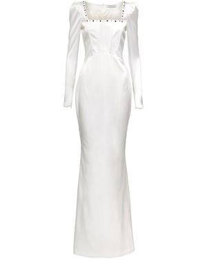 Alessandra Rich Square Neck Silk Blend Dress - White