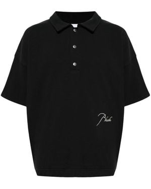 Rhude Logo-Embroidered Polo Shirt - Black
