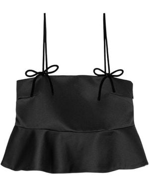 Ganni Duchesse Satin Top - Black