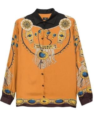 Etro Printed Button-Up Shirt - Orange
