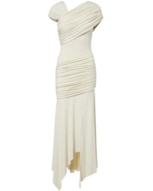 De La Vali Hela Draped Asymmetric Jersey Midi Dress - White