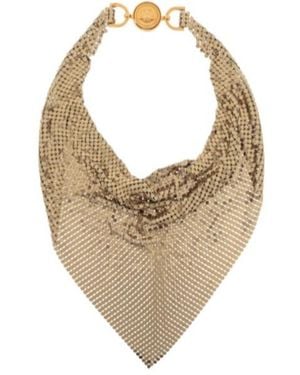 Versace Medusa Head Motif Embellished Necklace - White