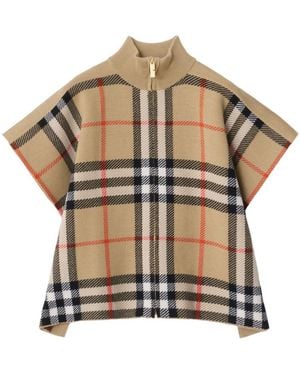 Burberry Reversible Checked Knitted Cape - Multicolor
