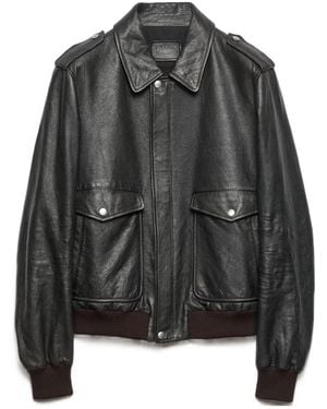 Prada Long-Sleeved Leather Jacket - Black