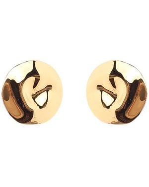 McQueen Beam Dented Circular Earrings - Metallic