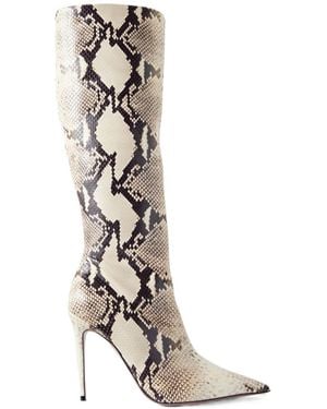 Paris Texas Snake-Effect Leather Knee Boots - White