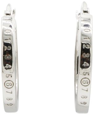 MM6 by Maison Margiela Numeric Logo Engraved Hoop Earrings - White