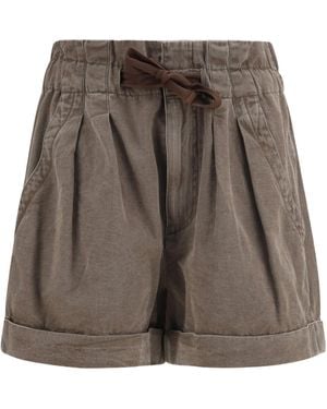 Isabel Marant Nirma Cotton And Linen Canvas Shorts - Brown