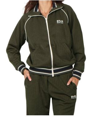 Golden Goose Logo Printed Zip-Up Sweatshirt - Green