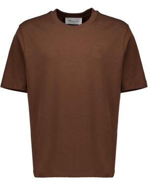 Ami Paris Ami De Coeur Short-Sleeved Crewneck T-Shirt - Brown