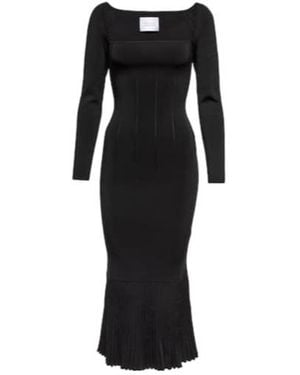 Galvan London Atalanta Ribbed-Knit Midi Dress - Black