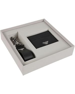 Emporio Armani Logo-Plaque Cardholder And Keyring Set - Metallic