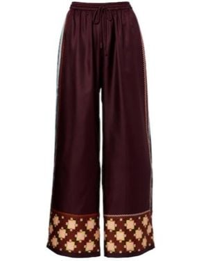 ALÉMAIS Wilson Silk Twill Wide-Leg Trousers - Purple