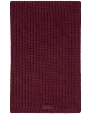 Pinko Ribbed Logo-Patch Scarf - Purple
