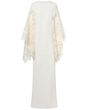 Oscar de la Renta Floral Silk-Blend Kaftan - White