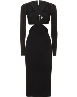 Dion Lee Digged And Cut Knitted Long-Sleeved Dress - Black