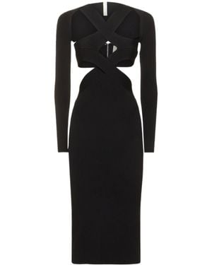 Dion Lee Digged And Cut Knitted Long-Sleeved Dress - Black