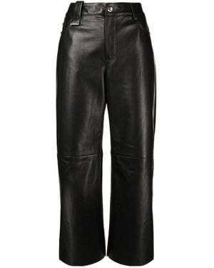 DROMe High-Waist Wide-Leg Leather Pants - Black