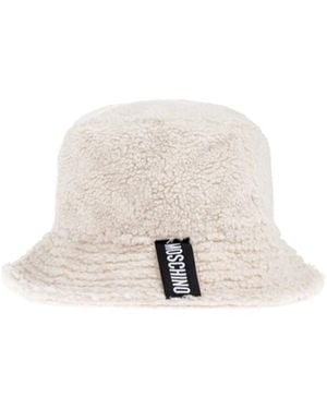 Moschino Logo Patch Teddy Bucket Hat - White