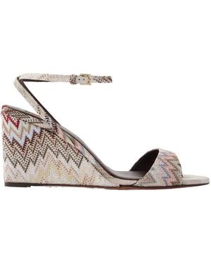 Missoni Julie Striped Woven Sandals - Metallic