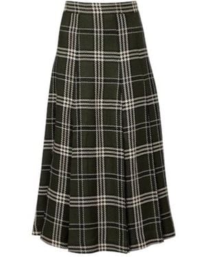 Emilia Wickstead Kensie Checked Wool-Blend Midi Skirt - Green