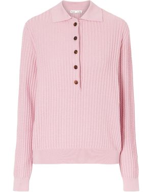 Blazé Milano Alegria Cable Knit Polo Collar Jumper - Pink