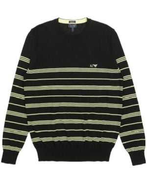 Armani Jeans Striped Knit Pullover - Black
