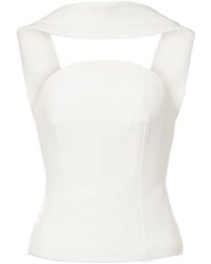 Roland Mouret Scarf-Detail Crêpe Corset Top - White