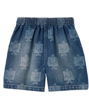 Gucci Baby Printed Denim Shorts - Blue