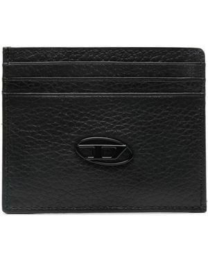 DIESEL Logo Plaque Textured Card Case - Black