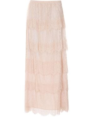 Aniye By Silva Tiered Lace Skirt - Pink