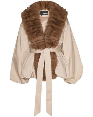 ROTATE BIRGER CHRISTENSEN Faux Fur Collar Jacket - Brown