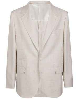 Brunello Cucinelli Buttoned Flap-Pocket Blazer - White