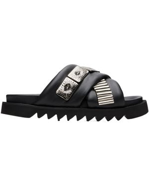 Toga Virilis Leather Slippers - Black